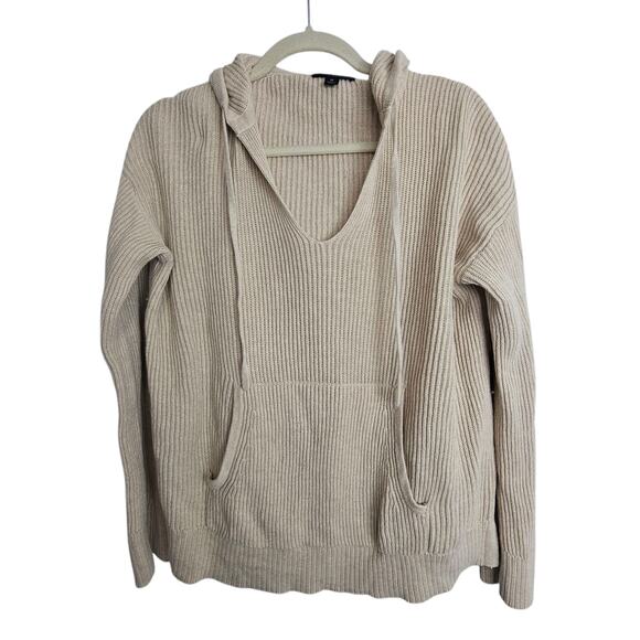 J. Crew Womens Cashmere Hoodie Sweater Minimalist Neutral Old Money Preppy Sz M - Picture 1 of 8